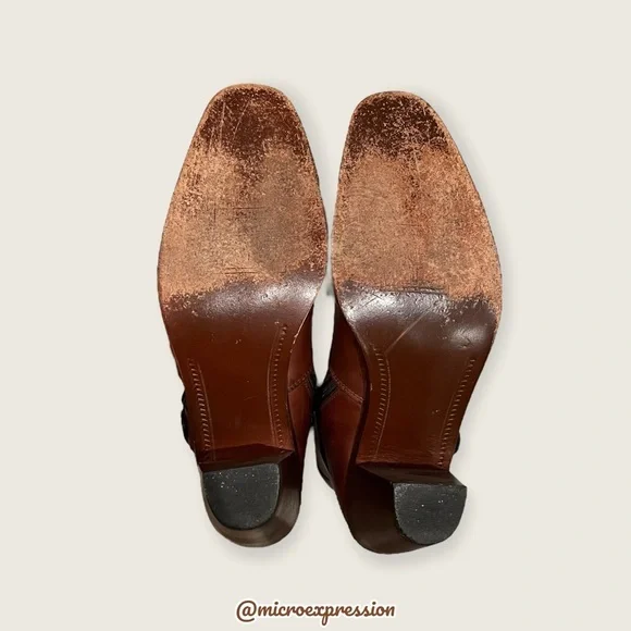 $359 Frye Romy Harness Brown Cognac Real Leather Vintage Cowboy Short Ankle Boot - Picture 8 of 12